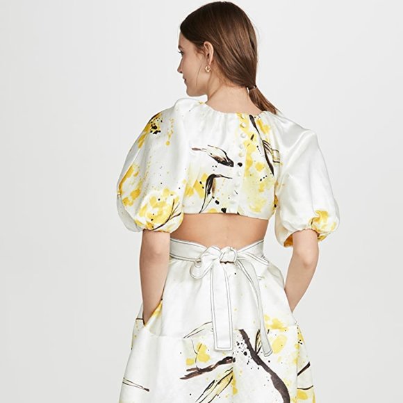 Aje Mimosa Floral Print Linen Blend Satin Dress Australian Size 10/ US 6-8 - Picture 5 of 11